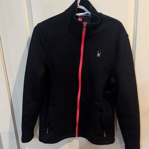 Spyder Black Fleece Jacket with Pink Zip Trim